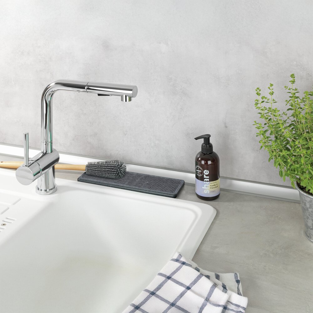 Abtropfmatte Mod. Damon, grau, Diatomit, 30x8 cm  schnelltrocknend, inklusive Silikonfüße