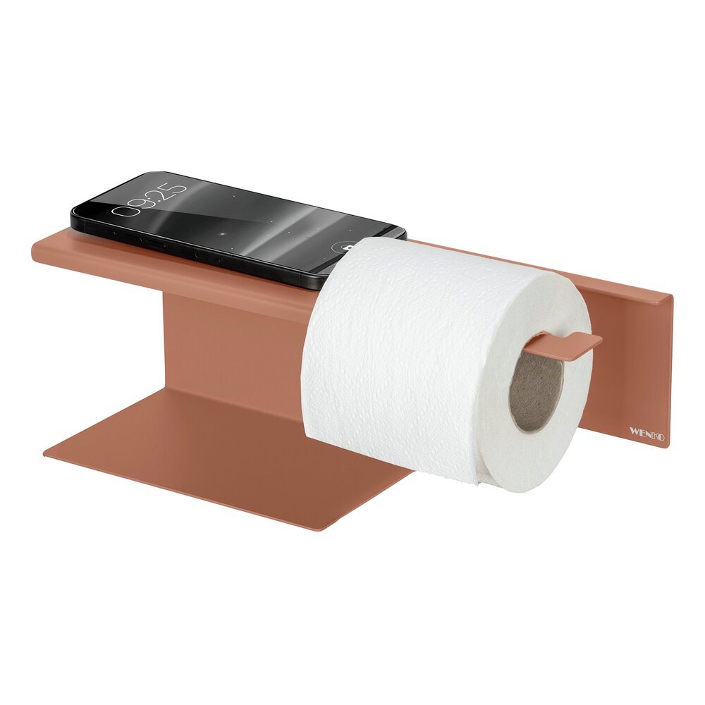 Turbo-Loc® Toilettenpapierhalter mit Ablage Mod. Lizan Braun  Befestigen ohne Bohren