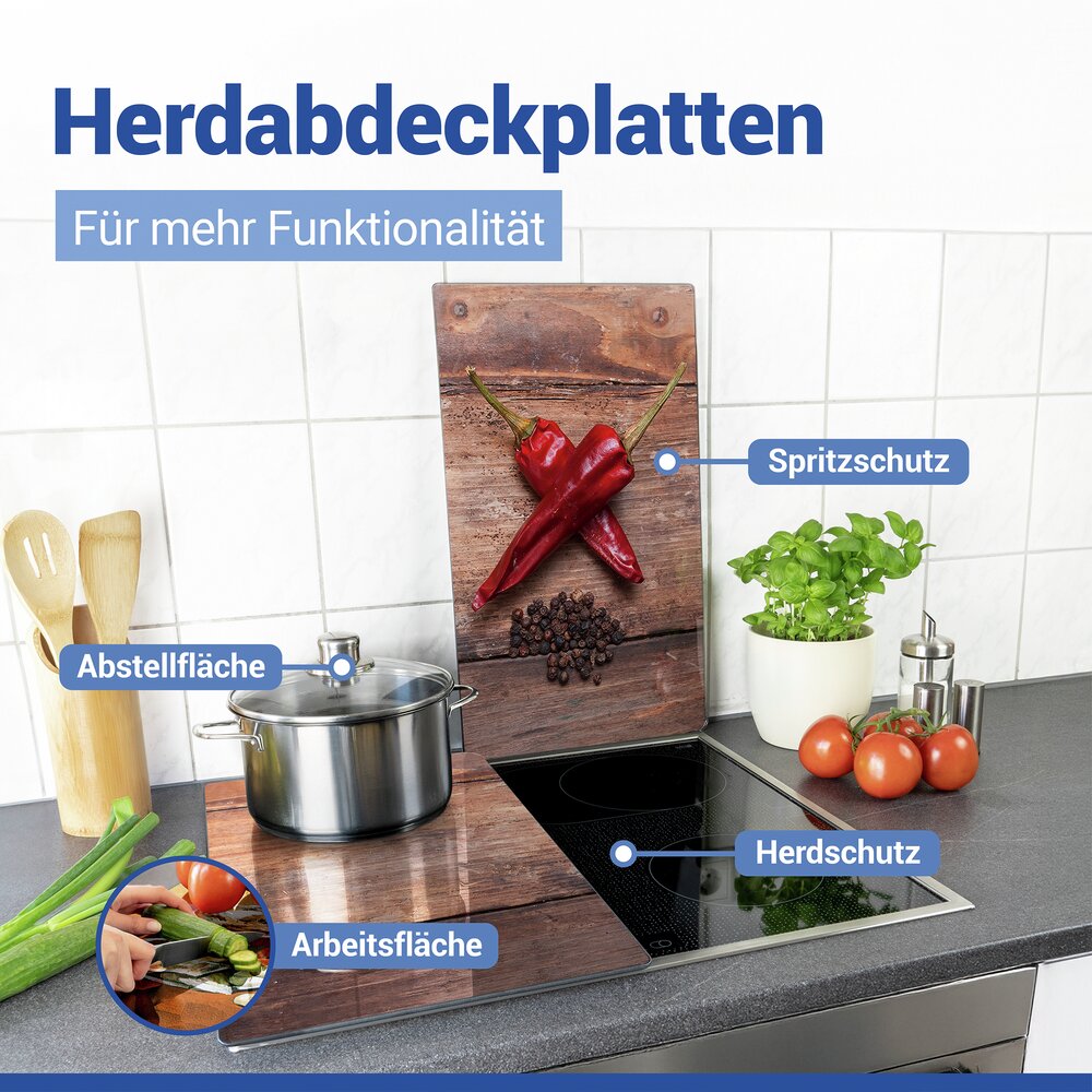 Herdabdeckplatte Mod. Pepper, 2er Set  für Glaskeramik- und Induktionsherde