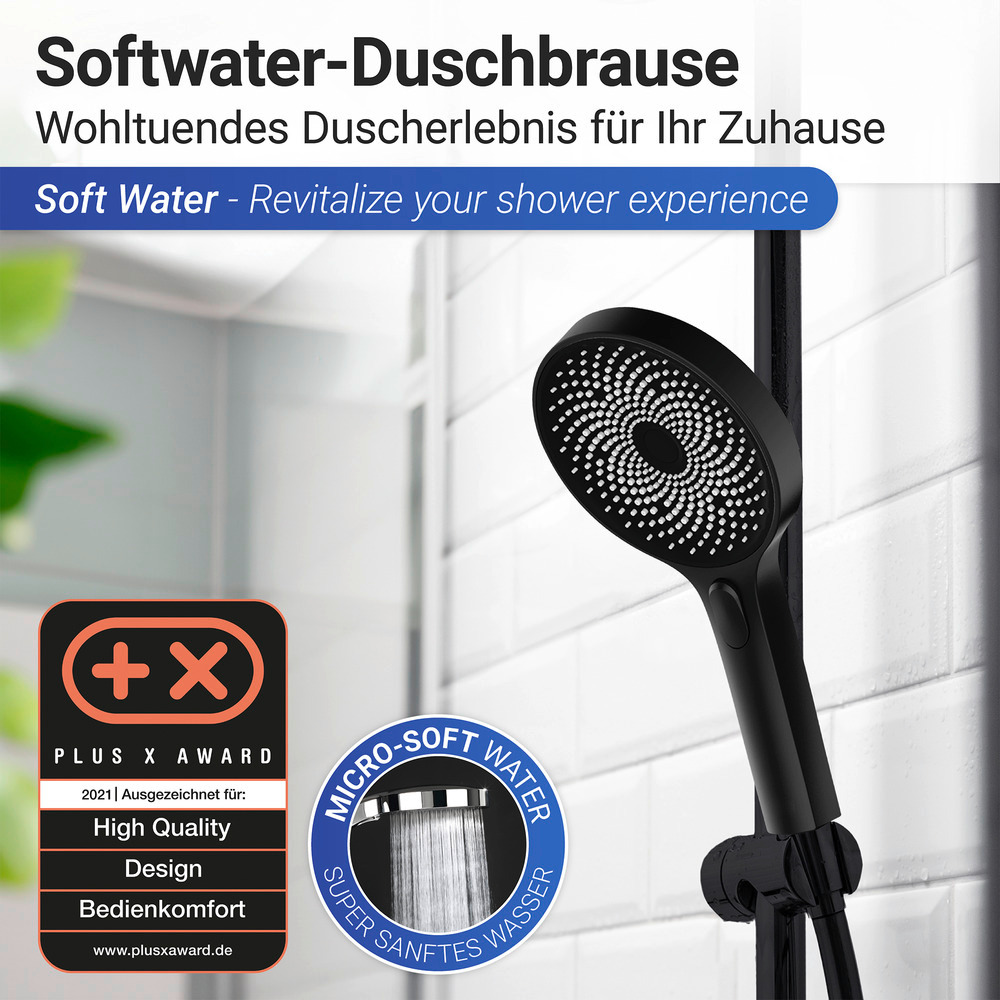 Duschkopf Softwater Schwarz matt  Ø 13 cm