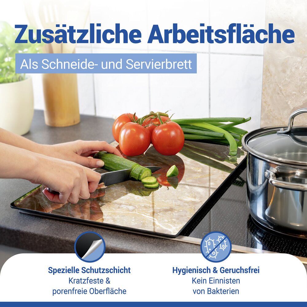Couvre-plaques de cuisson Mod. Pierre naturelle, lot de 2  pour vitrocéramique et induction