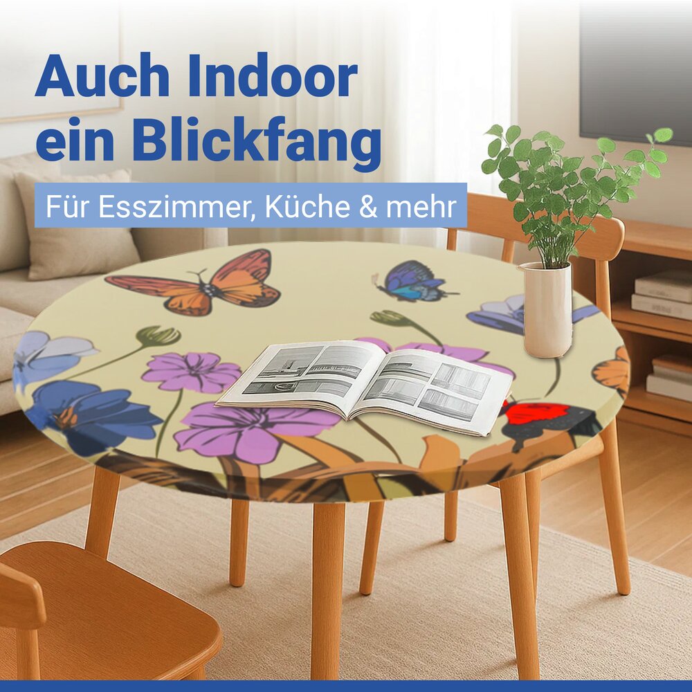 Spann-Tischdecke Mod. Frühling, Ø 70 - 86 cm  für Garten und Outdoor-Bereich