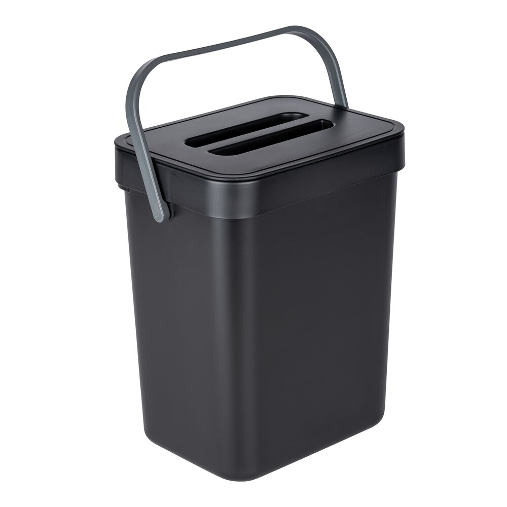 Poubelle de cuisine avec poignée Mod. Tago 5 litres  fixation sans perçage ou avec support de porte