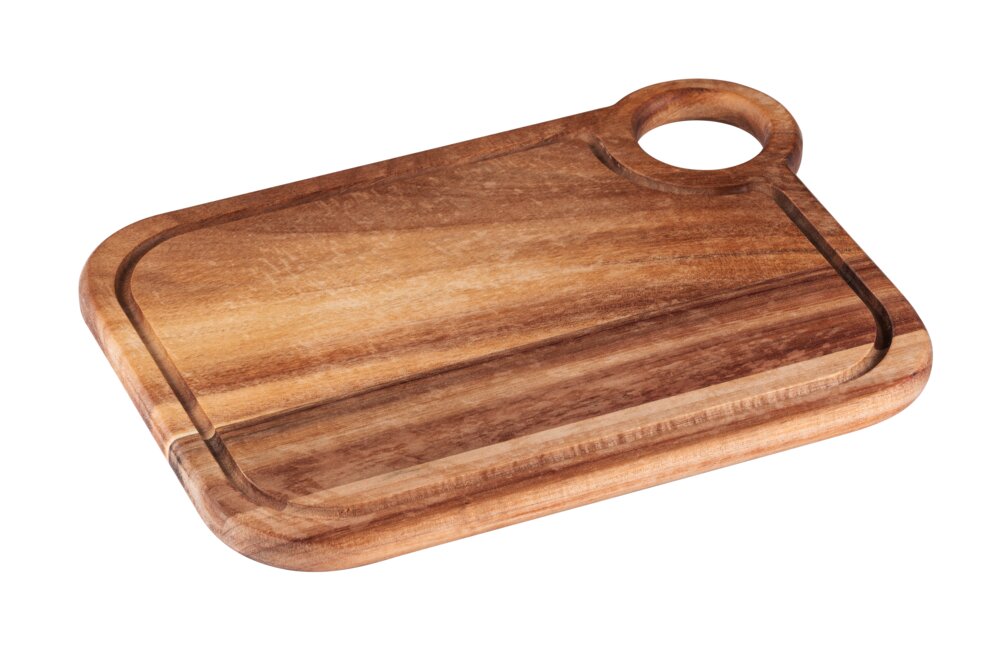 Planche à découper Mod. Acun, acacia, naturel, 30x1,5x22 cm  avec rainure pratique pour jus