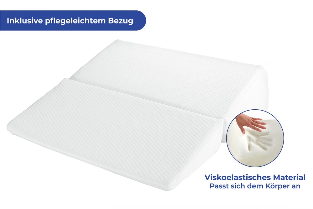 Visco Bett-Keilkissen, faltbar  druckentlastendes Stützkissen mit Viscoschaum