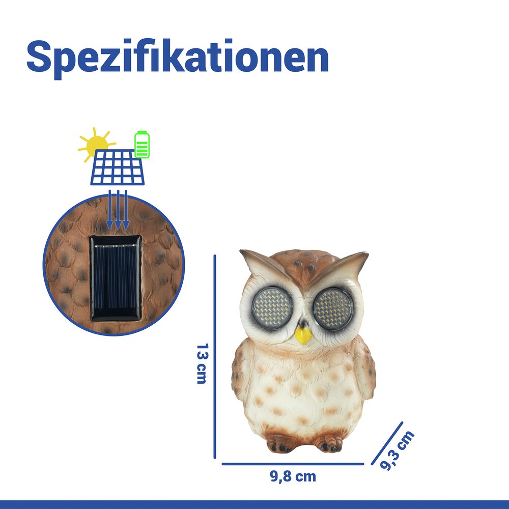 LED Gartenfigur Eule Mod. Blinky Eyes  solarbetriebene Gartendekoration mit leuchtenden Augen