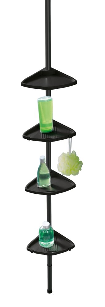Duschecke Mod. Compact, schwarz, Aluminium, 26x78-275x19,5 cm  einfache Montage ohne Bohren