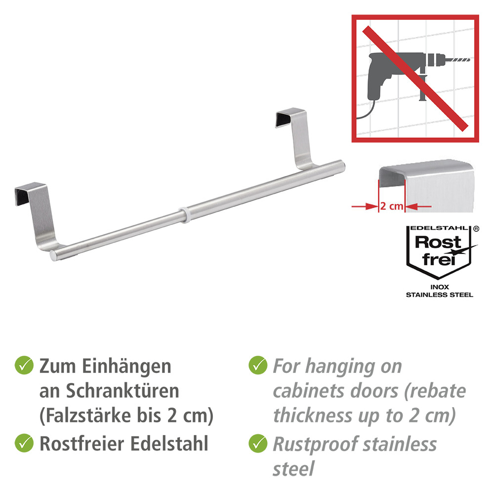 Tür-Handtuchstange Mod. Teleskop  Edelstahl rostfrei