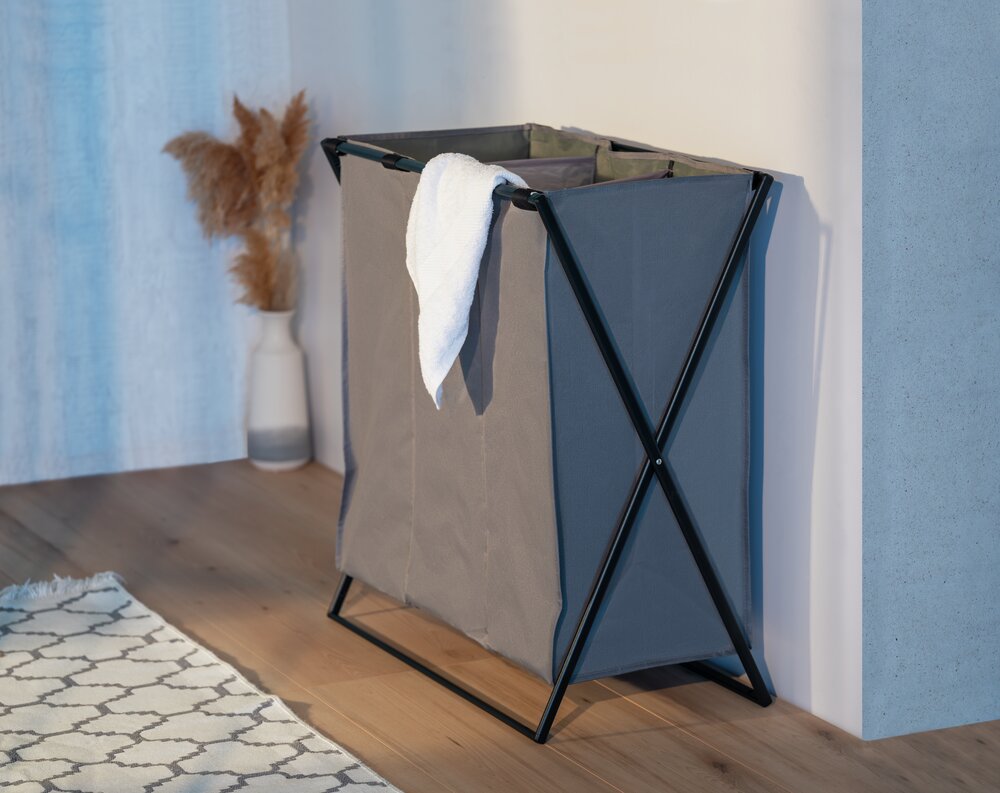 Wäschesammler Mod. Trio XL Grau  mit drei Fächern