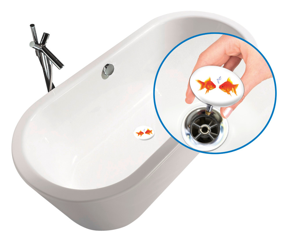 Badewannenstöpsel Pluggy® XXL Fishes  für alle handelsüblichen Abflüsse