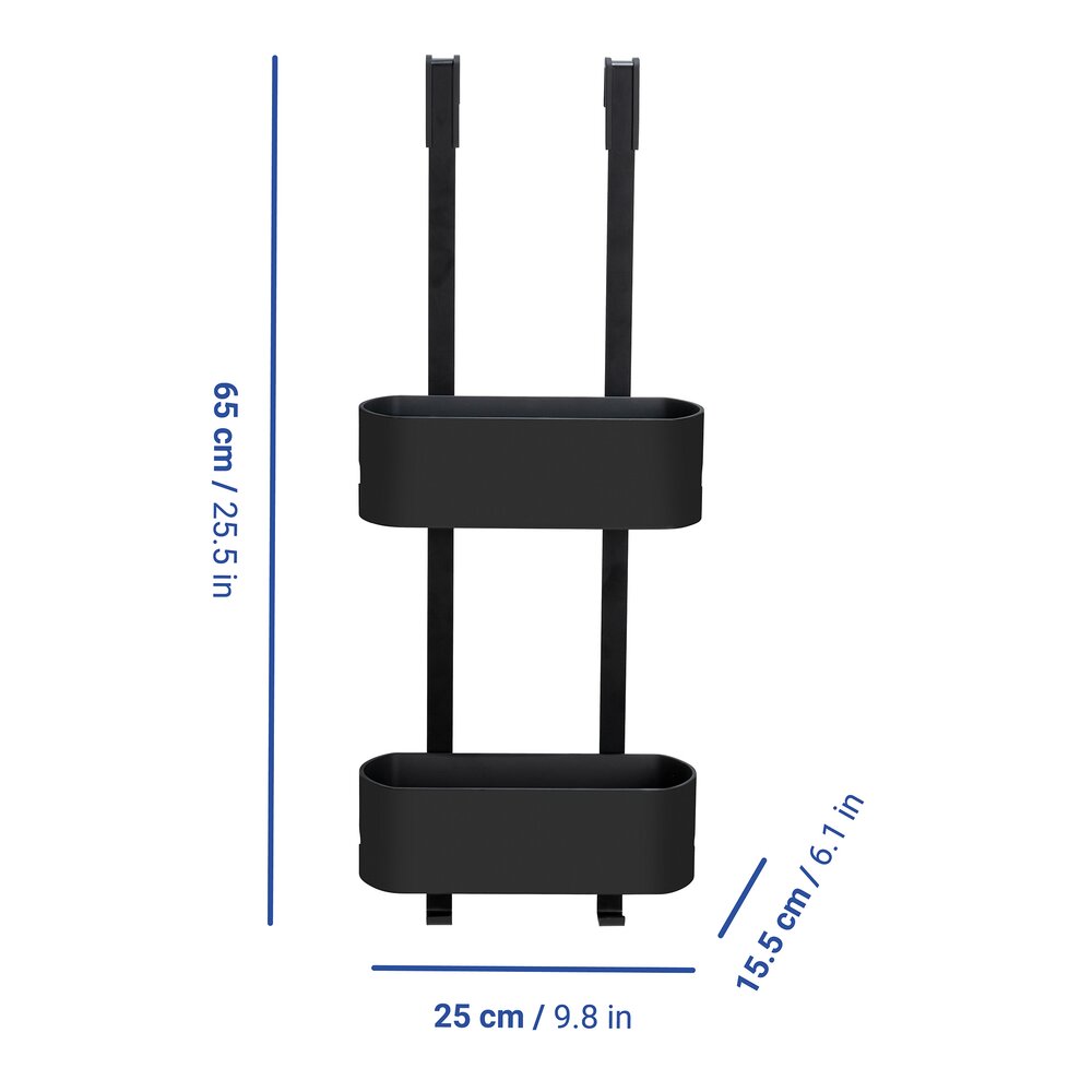 Étagère de douche suspendue mod. Garos Duo noir  en acier inoxydable et plastique