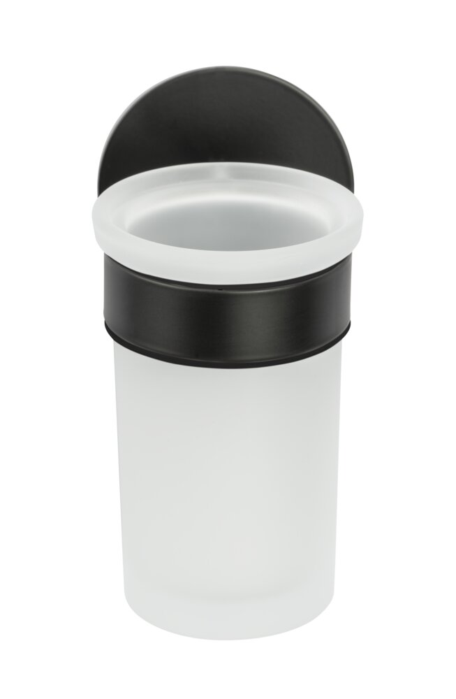 Zahnputzbecherhalter Uno Mod. MELETO Schwarz  zum Kleben oder Bohren