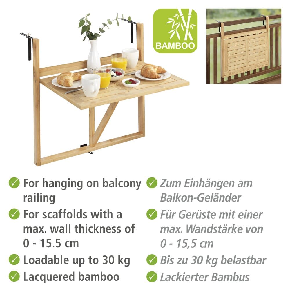 Bambus Balkon-Klapptisch Waikiki – Platzsparend & praktisch