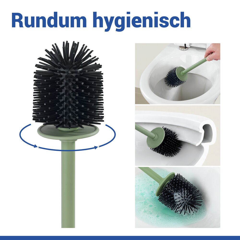 Turbo-Loc® WC-Garnitur Mod. Lizan Grün  mit Silikon-Bürstenkopf, Befestigen ohne Bohren