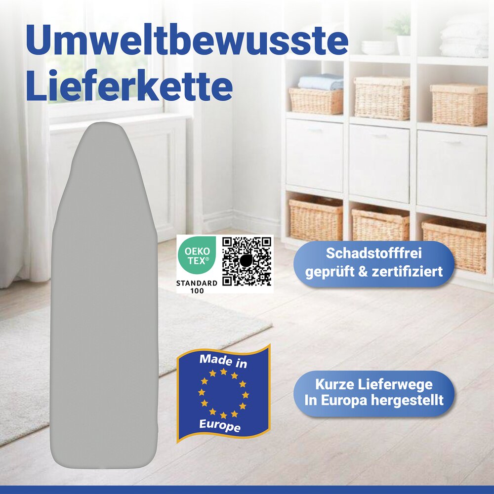 Bügelbrettbezug Mod. Basic L/XL  passend bis 140 x 50 cm, dampfbügelgeeignet