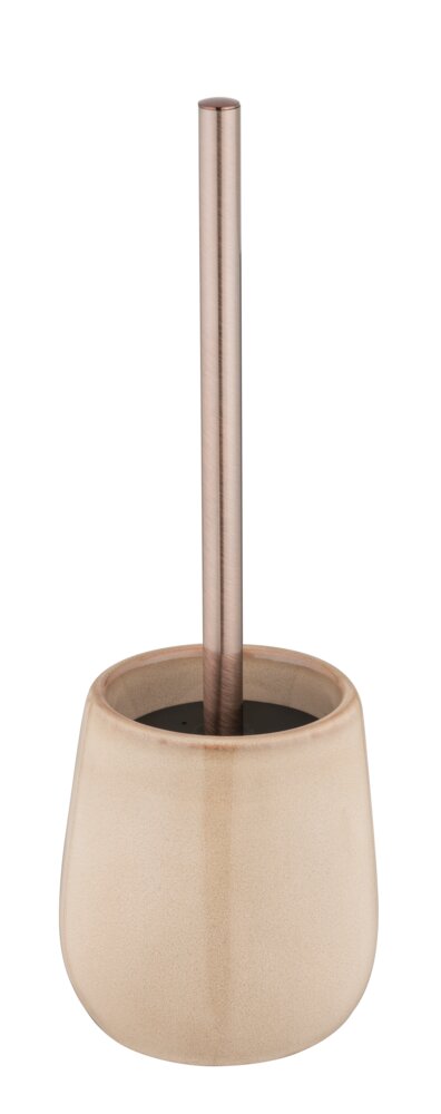 WC-Garnitur Mod. Sirmione, beige, keramik, edelstahl, 10,5x40 cm  mit schwarzem Bürstenkopf