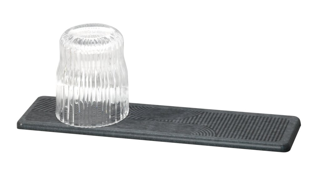 Tapis d'égouttage Mod. Damon, gris, diatomite, 30x8 cm  séchage rapide, pieds en silicone