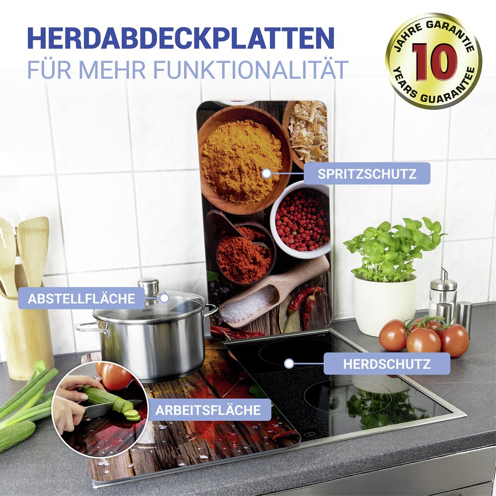 Herdabdeckplatte Universal Mod. Gewürze, 2er Set  für alle Herdarten geeignet