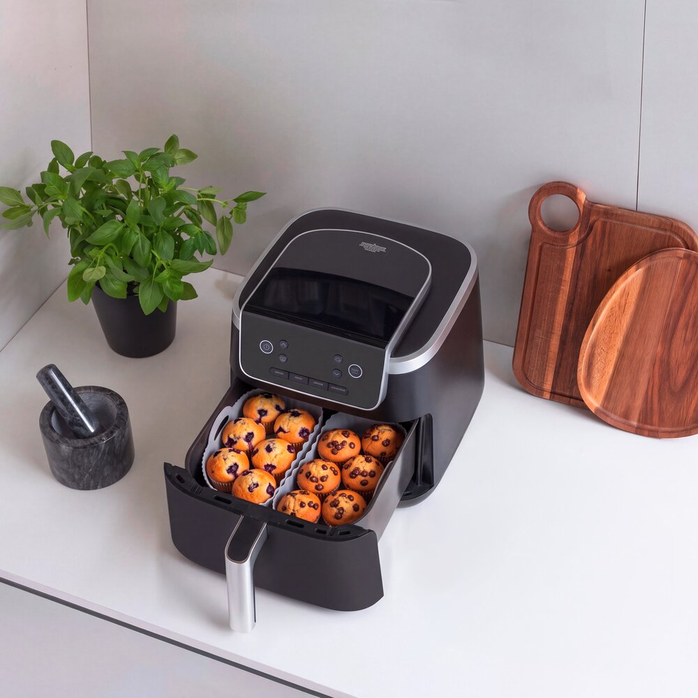 Silikonform für Heißluftfritteusen Mod. Nara, rund  hitzebeständig bis 230 °C, spülmaschinengeeignet