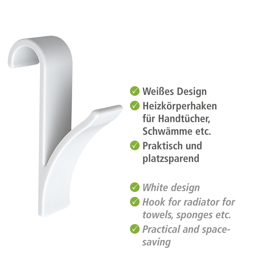 Haken für Handtuchheizkörper Weiß, 2er Set  Heizkörperhaken für alle Standard Heizkörper