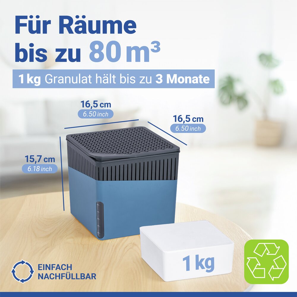 Luchtontvochtiger Mod. Cube Blauw 1000 g