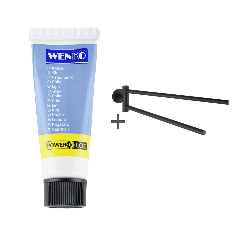 Handdoekhouder Mod. Bosio, zwart mat, roestvrij staal, 43x9x5,5 cm, 2-armig