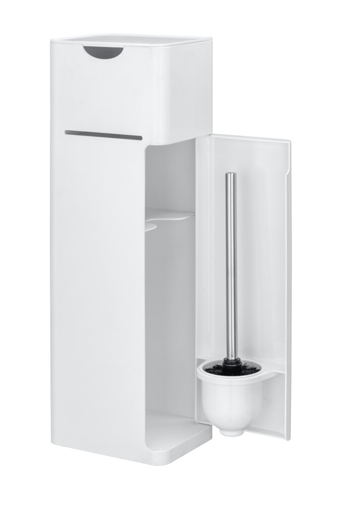 Stand WC-Garnitur Mod. Imon 6 in 1 Weiß matt  integrierter Toilettenpapierhalter, WC-Bürstenhalter, Ersatzrollenhalter, Stauraumfächer und Ablage
