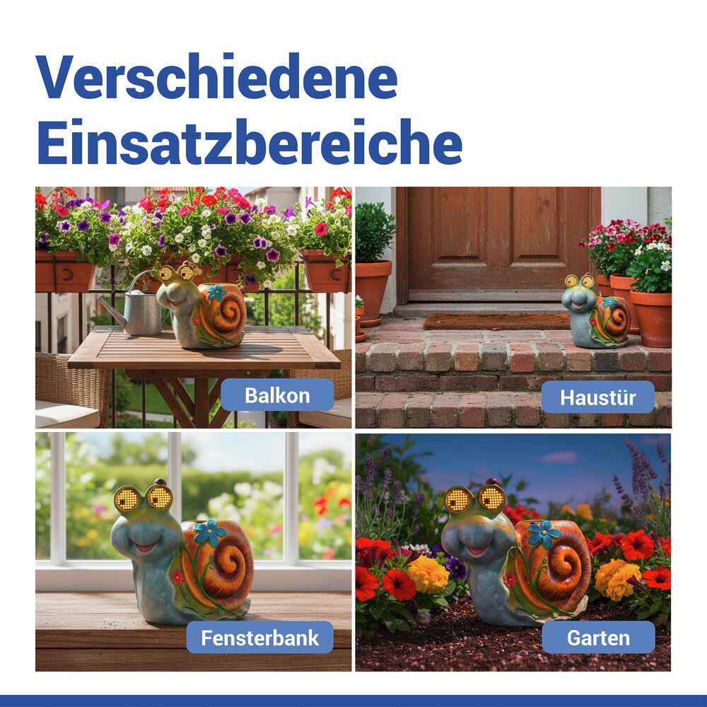 LED Gartenfigur Schnecke Mod. Blinky Eyes  solarbetriebene Gartendekoration mit leuchtenden Augen
