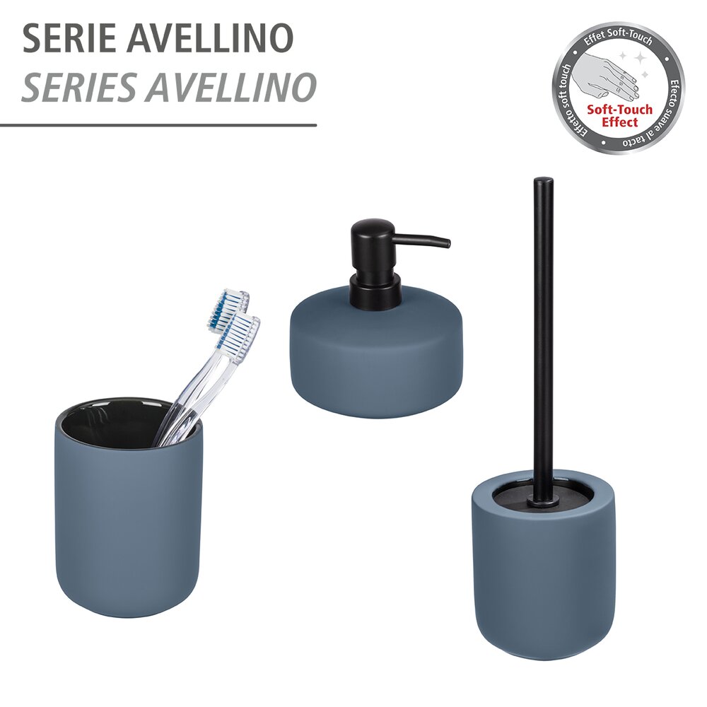 Porte brosse WC céramique avec brosse WC noire, Avellino, bleu  Porte-brosse