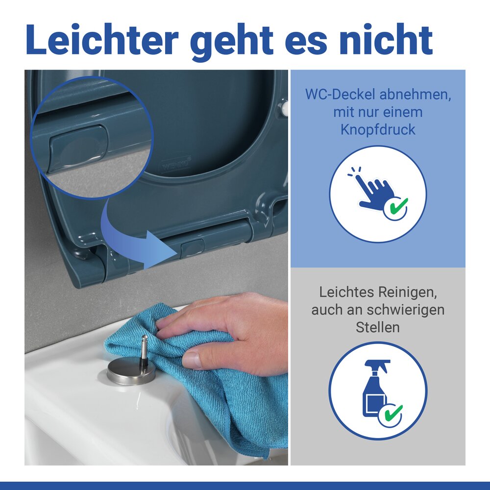 Abattant WC Samos Bleu Ardoise  abaissement automatique