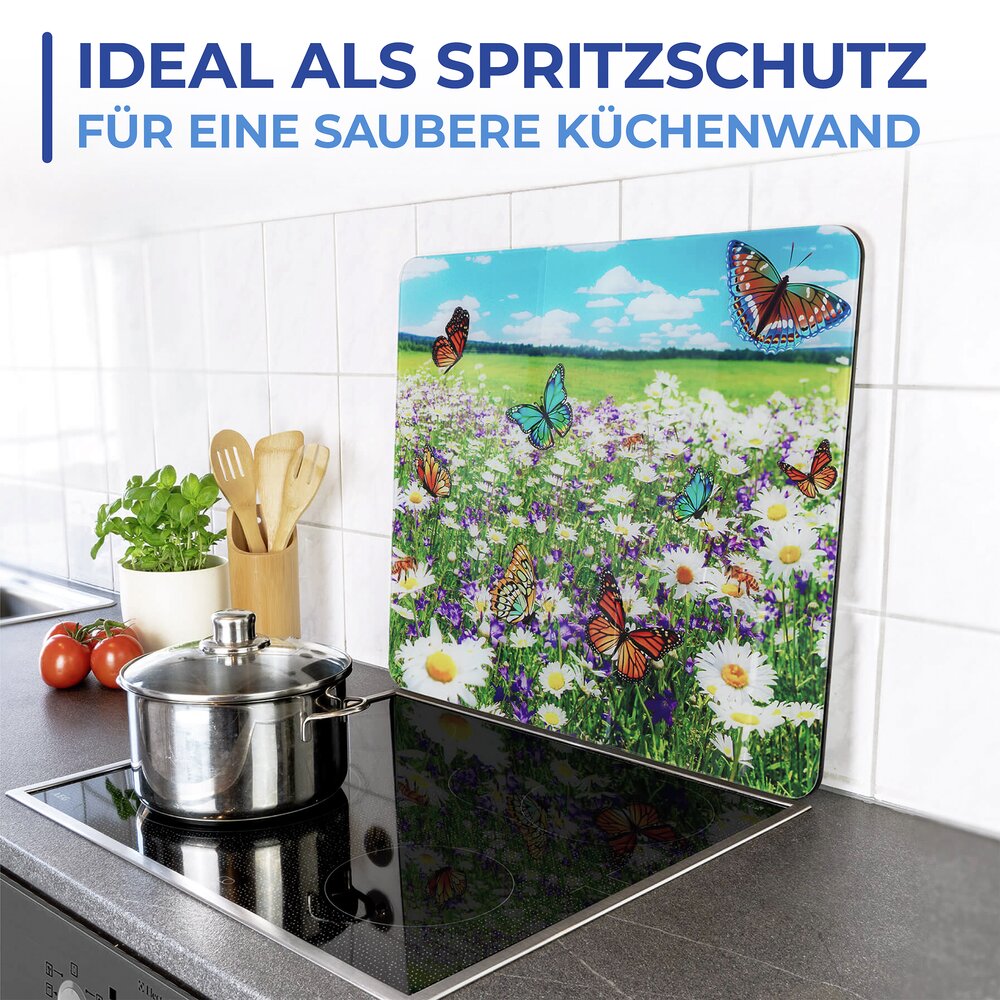 Multi-Platte Mod. Sommerwiese  Spritzschutz, Herdblende, Schneidbrett