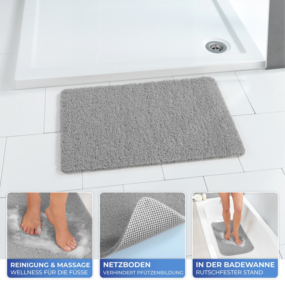 Wellness Duschmatte, Grau  schnelltrocknend