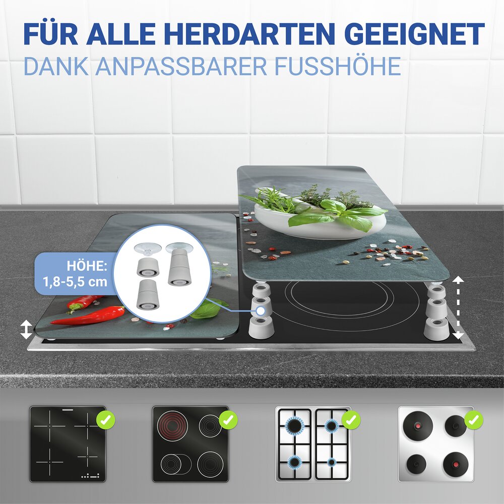 Herdabdeckplatte Universal Mod. Kräuterküche, 2er Set  für alle Herdarten geeignet
