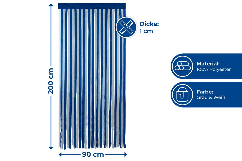 Türvorhang blau-weiß  zuschneidbar