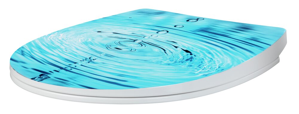 Toiletzitting Droplets - WENKO Soft close toiletzitting Tavola, toiletdeksel, toiletzitting, Flix Clip hygiënebevestiging, Gemakkelijke montage, Duroplast, Ovaal, Motief
