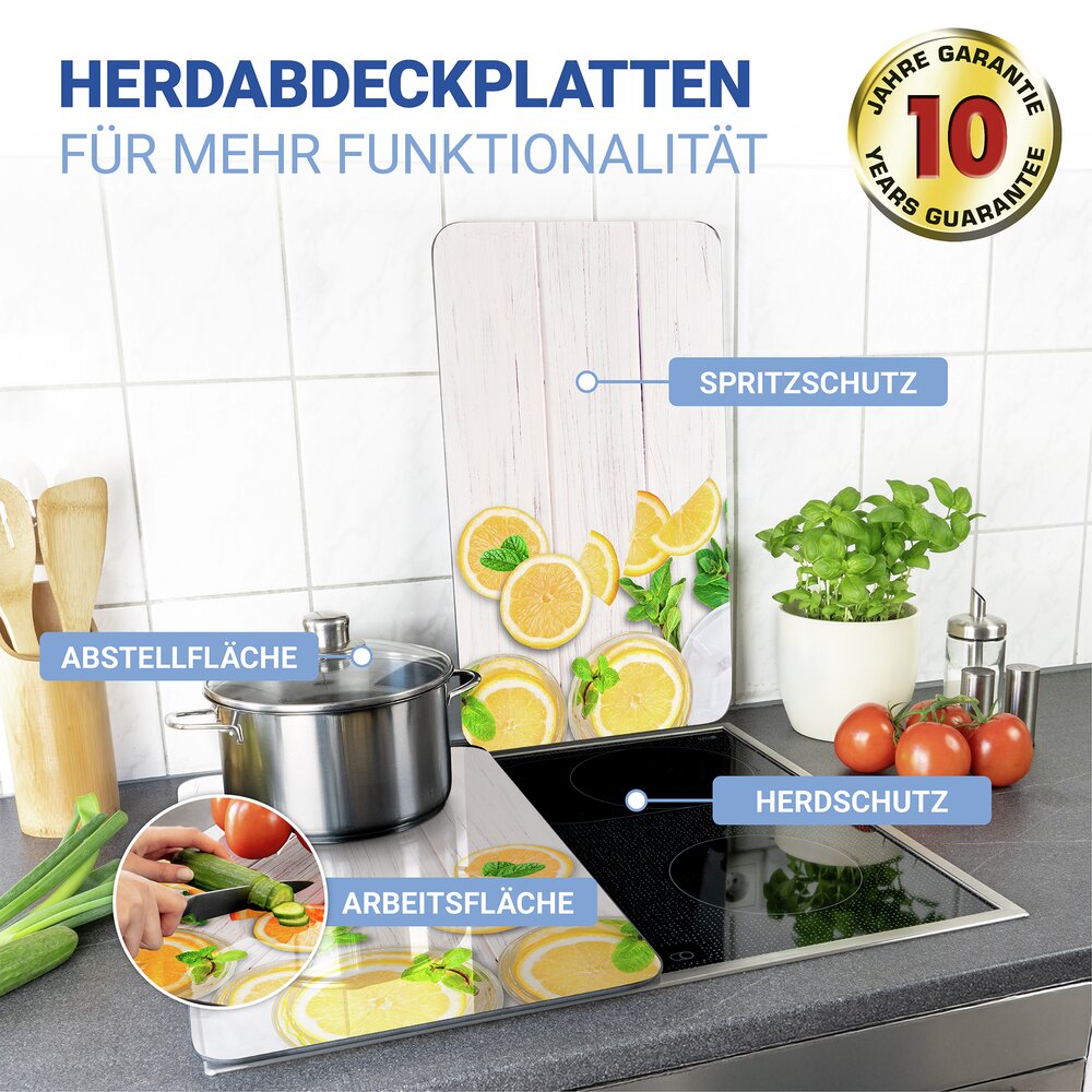 Protège-plaque universel Citrons  set de 2, pour tous les types de cuisinières