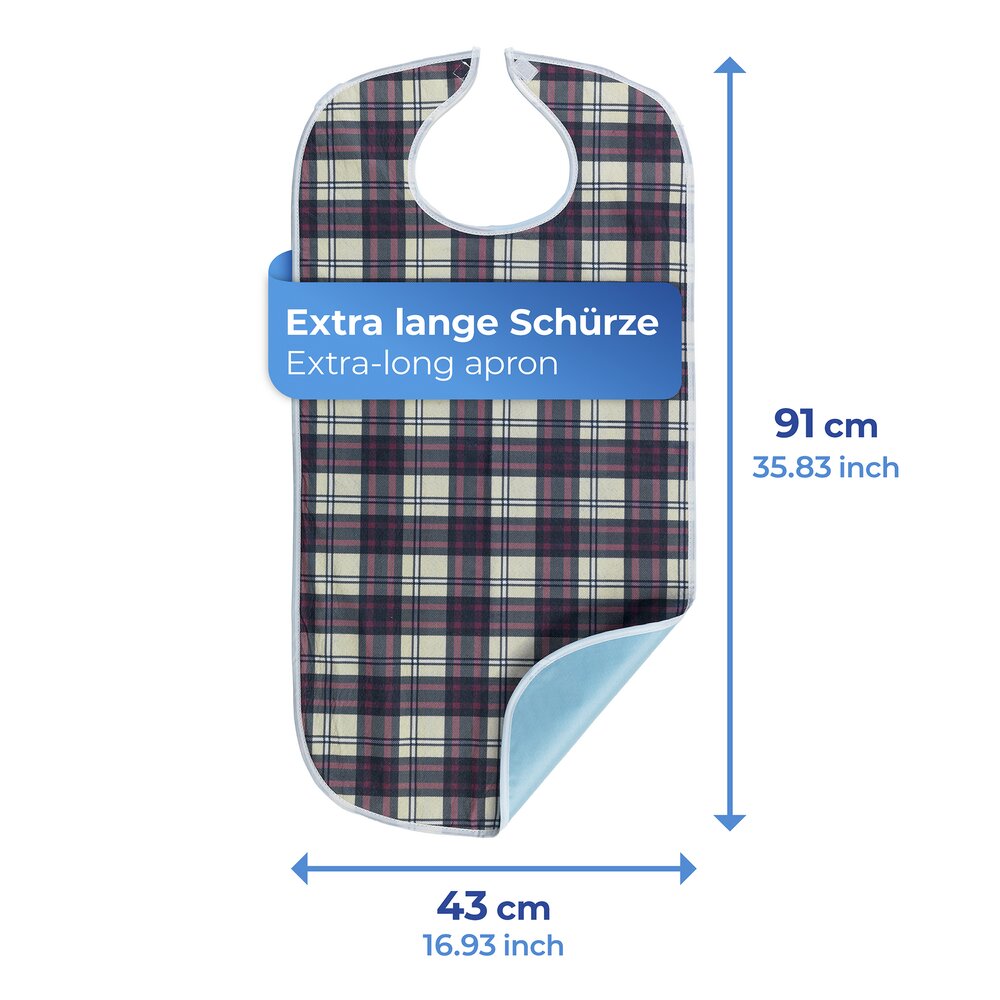 Speiseschürze, braun-rot kariert  waschbar bis 60 °C