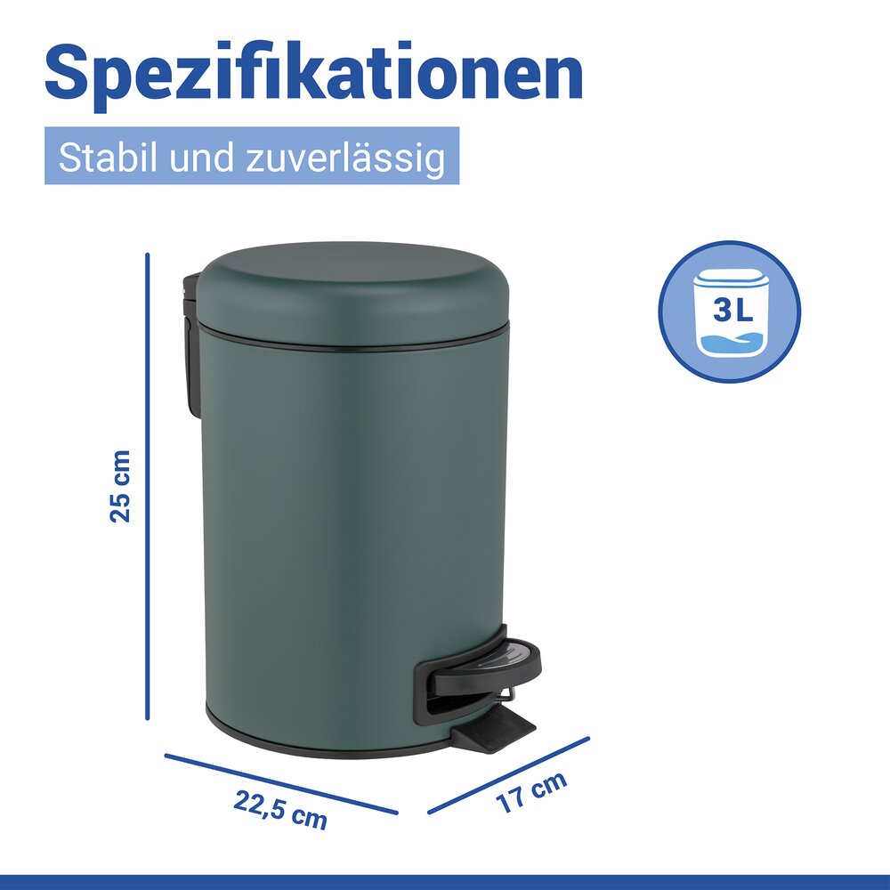 Kosmetik Treteimer Mod. Leman Dunkelgrün Matt 3L  mit herausnehmbarem Einsatz