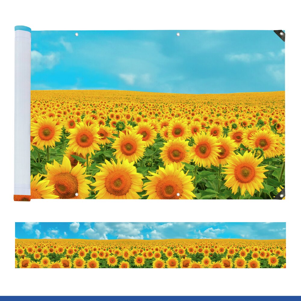 Balkon-Sichtschutz Mod. Sonnenblumenfeld, 5 m  UV- und witterungsbeständig