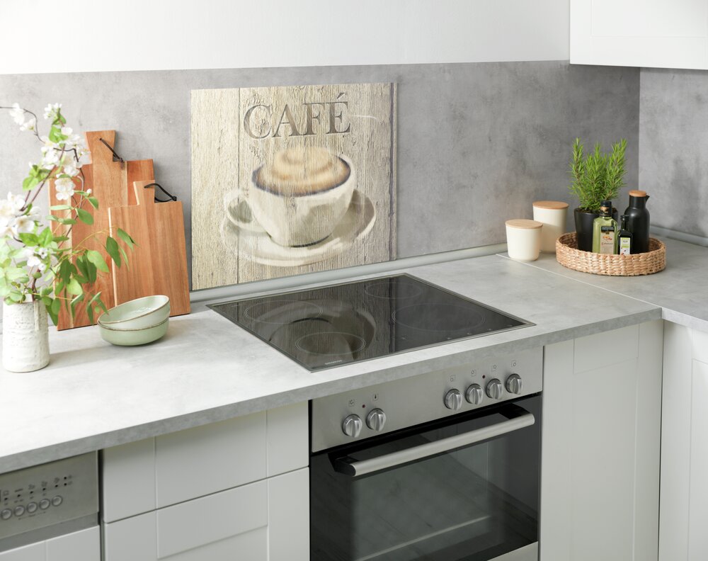 Fond de hotte, crédence cuisine verre "Café", 60x50 cm  Protection contre les éclaboussures pour la cuisinière ou l'évier