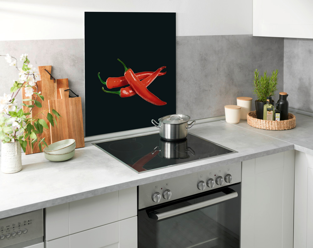 Glasrückwand Hot Peperoni, 60 x 70 cm  Spritzschutz für Herd oder Spüle