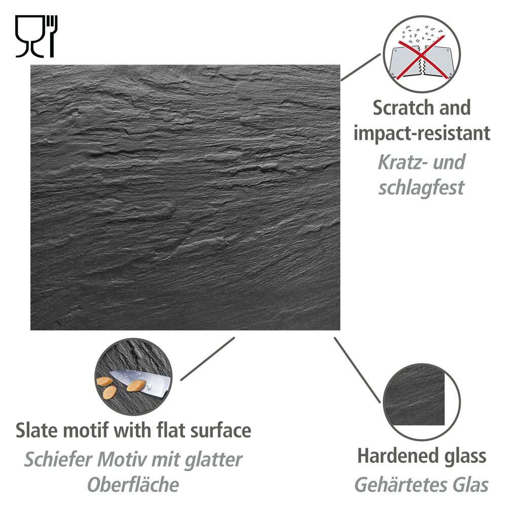 Glazen achterwand leisteen, 60 x 70 cm