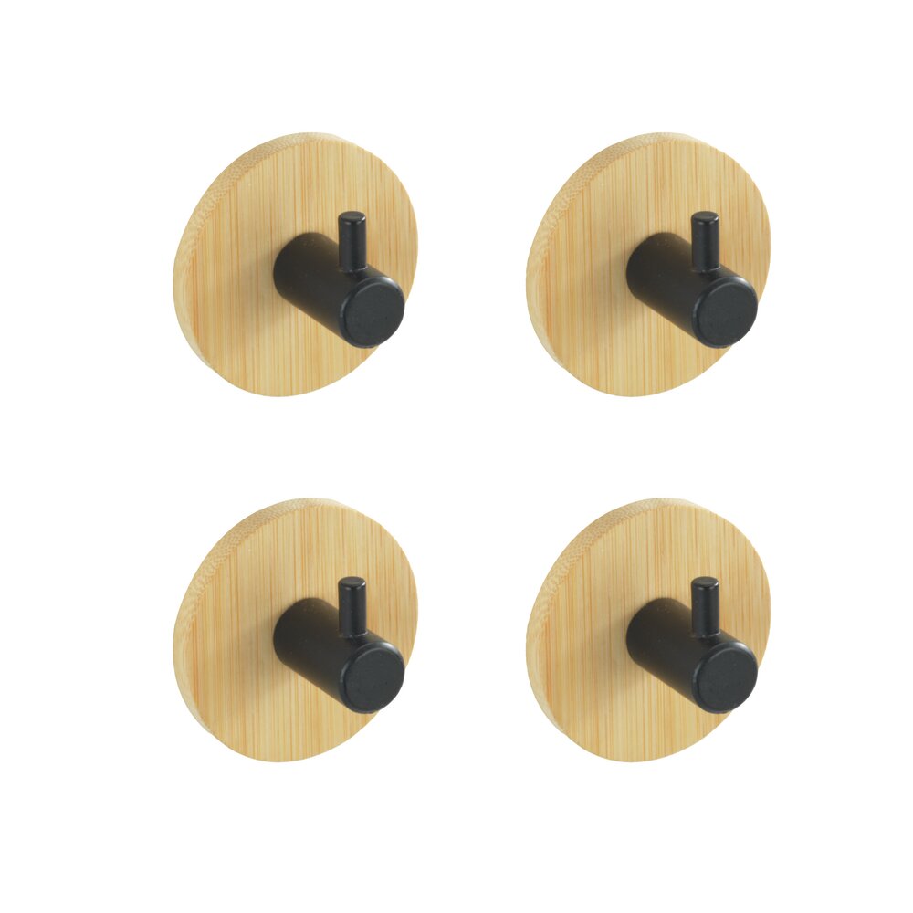 Crochets adhésifs en bambou, lot de 4  crochets muraux sans perçage