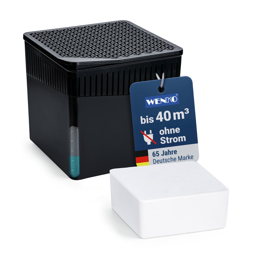 Raumentfeuchter Mod. Cube 500 g Schwarz  beugt Schimmel und Gerüchen vor