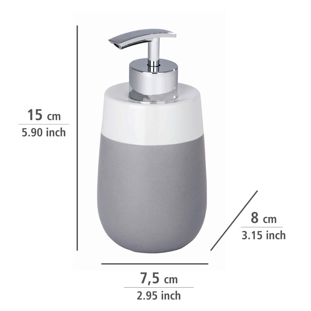 Distributeur de savon Malta gris/blanc  céramique, 310 ml