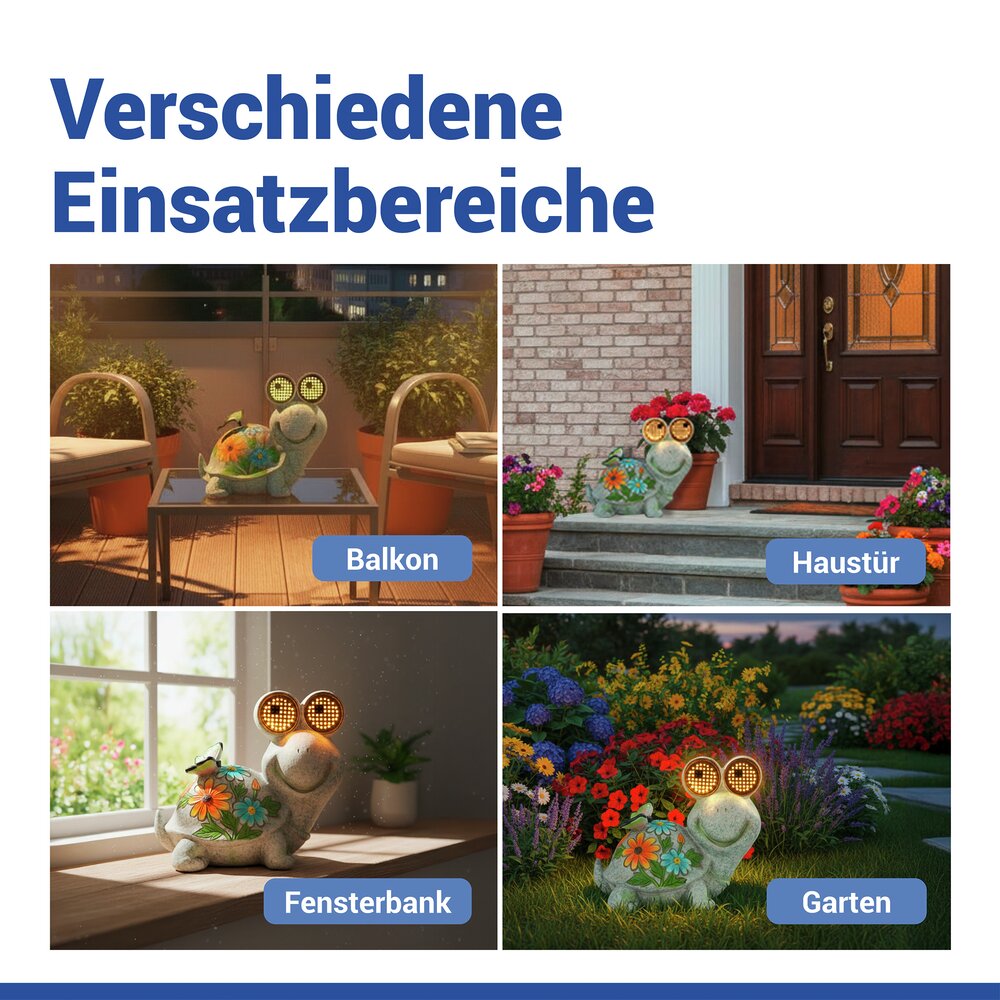 LED Gartenfigur Schildkröte Mod. Blinky Eyes  solarbetriebene Gartendekoration mit leuchtenden Augen