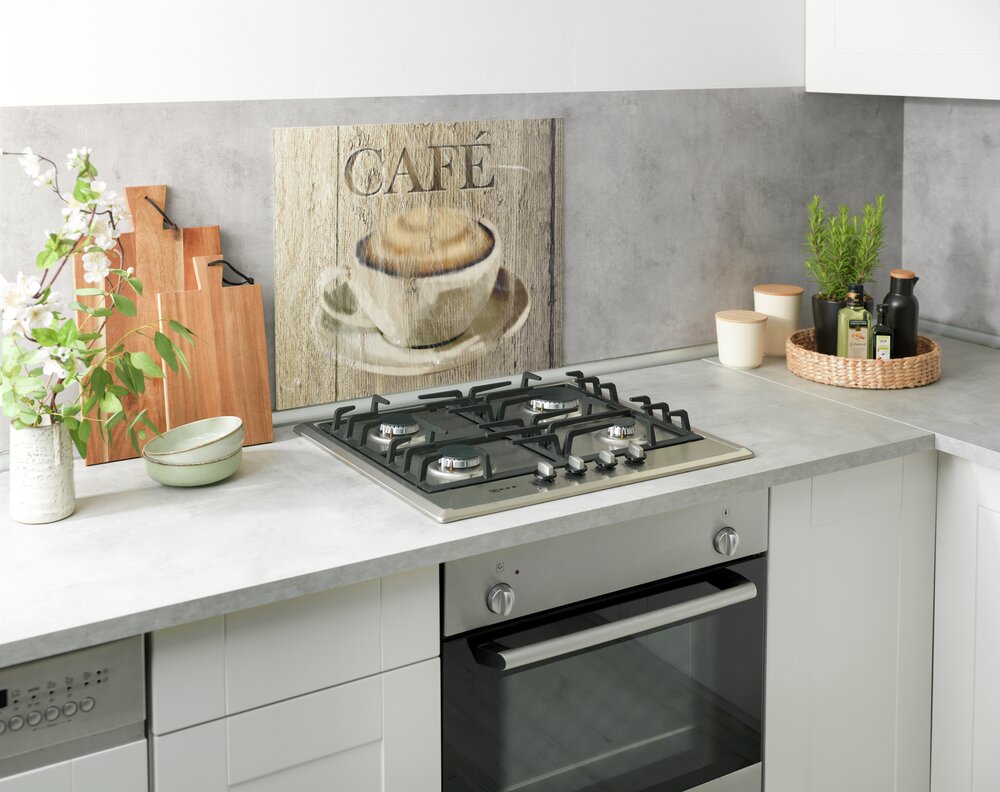 Fond de hotte, crédence cuisine verre "Café", 60x50 cm  Protection contre les éclaboussures pour la cuisinière ou l'évier