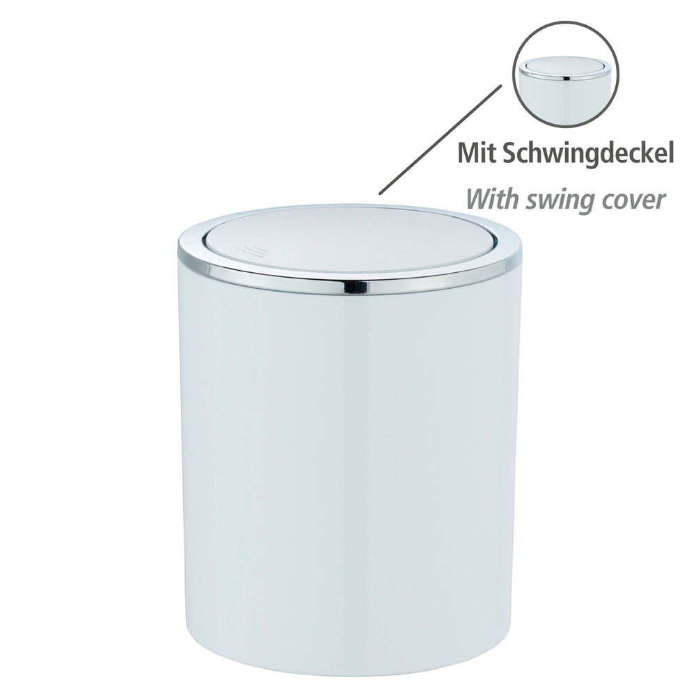 Schwingdeckeleimer Mod. Inca White  hochwertiger Kunststoff, 2 Liter