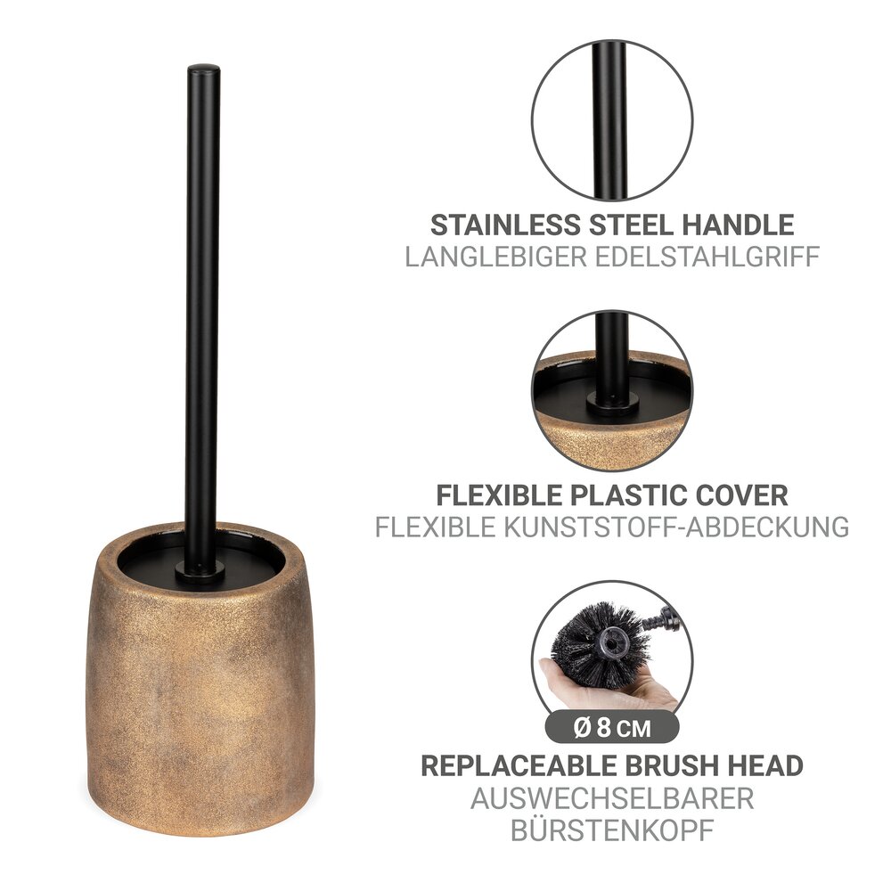 WC-Garnitur Mod. Tremea, bronze, keramik, edelstahl, 11,5x37,5 cm  inklusive flexibler Kunststoffabdeckung