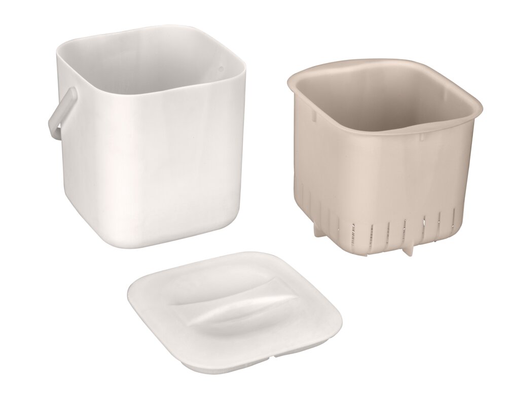 Abfallsammler Mod. CINDY, creme, Kunststoff, 18x18x19 cm, 3 L  spülmaschinengeeignet und kompakt